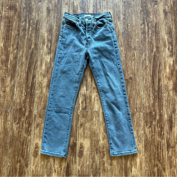 Levi’s Wedgie Straight High Rise Button Fly Comet Grey Jeans Size 25 - Picture 3 of 5